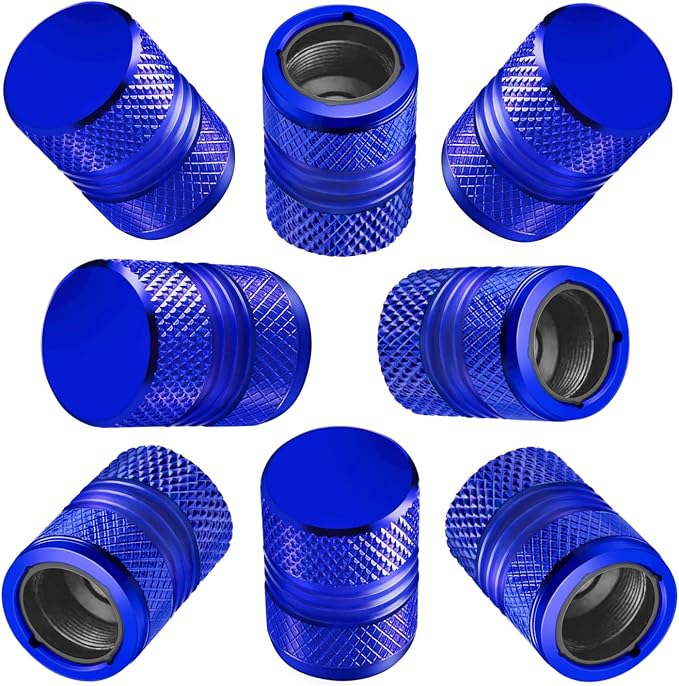 Tire Valve Stem Caps for Car Tires Air Caps Cover 8 Pack Corrosion Resistant Premium Alloy Leak-Proof Universal for SUV Truck Motorcycle Bike Blue