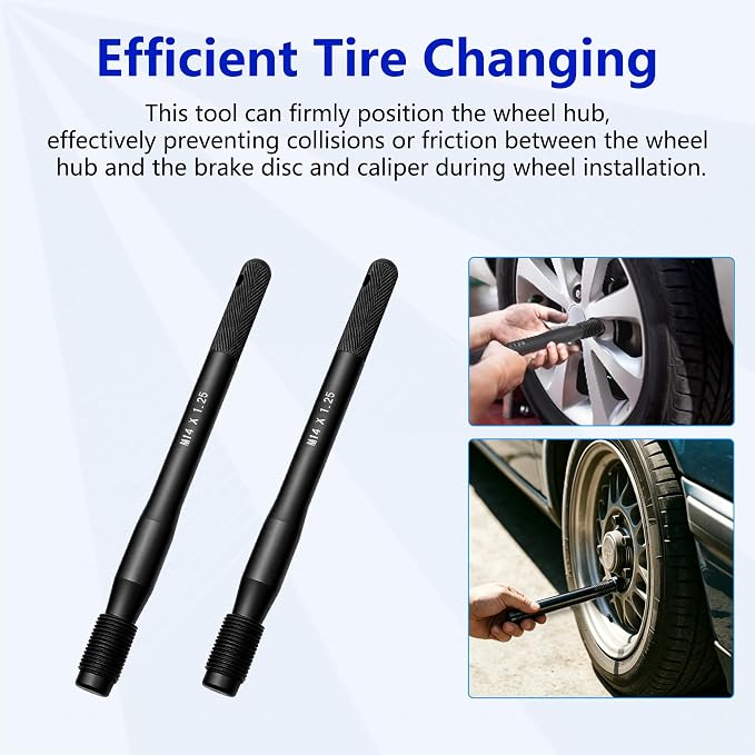 ZKTOOL 2PC Wheel Alignment Pin,Wheel Fixing BoltsBlack Wheel Hanger Alignment Pin Guide Tool,Wheel Lug Bolt Automotive Mechanic Tool,Tool for Changing Tires on Cars with Lug Bolts (M14×1.25)…