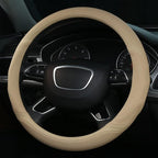 Buff Leather Steering Wheel Cover Universal 15 inch