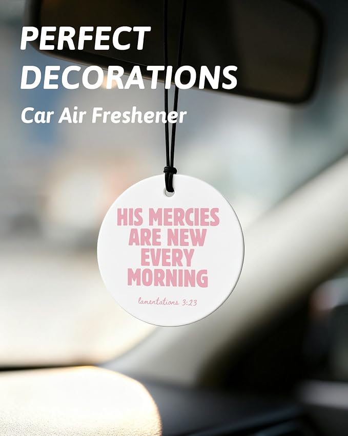 Pink Christian Car Air Freshener 4 Pcs, Inspirational Bible Verse Religious Hanging Air Freshener for Cars Closet Drawer Books, Christian Girly Car Accessories Mirror Decor for Women