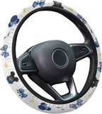 Blue Bow Mouse Silhouette Steering Wheel Cover, Non-Slip Polyester Wheel Grip, Universal 15 Inch Car Accessory