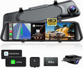 2.5K Mirror Dash Cam with Carplay Mirror & Android Auto, Dash Cam Front and Rear with Zoom Function,12 inches Rear View Mirror Camera with Voice Control/BT Call/64GB Card Included- K17 Pro