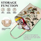 Car Trash Can, Cute Car Trash Bag, Hanging Car Organizer and Storage Bag, Trash Bin for Car Accessories, Vehicle, Travelling, Camping Vintage Butterfly Leaf