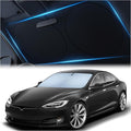Tesla Windshield Sun Shade for Model S 2012-2026 - Reflective Polyester Blocks Heat & Sun, Foldable Car Window Sun Blocker, Mirror Cut-Out, Fade-Resistant Sunshade, Tesla S Accessories