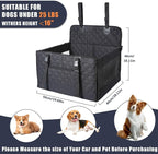 Dog Car Seat for Medium Small Dogs, Pet Car Seat with Adjustable Safety Belt & Storage Pockets, Breathable Waterproof Pet Car Seats Cover, Small Dog Seats for Dogs Under 30lbs (Medium, Black)