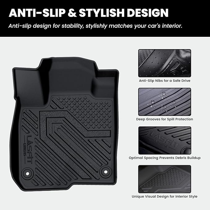 Floor Mats & Trunk Mat for 11th Gen Honda Civic Hatchback(Not for Hybrid) 2026 2025 2024 2023 2022, All Weather Custom Fit TPE Car Floor Liners,1st & 2nd Row & Trunk Liner