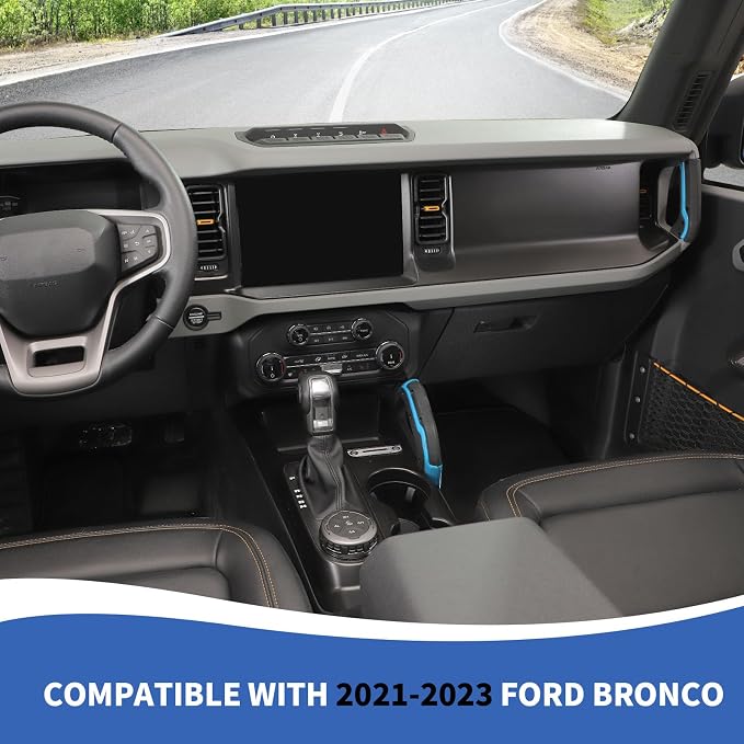 Center Console Dash Grab Handle Cover Trim Compatible with 2021-2024 Ford Bronco Light Blue Interior Accessories (Not for Bronco Sport)