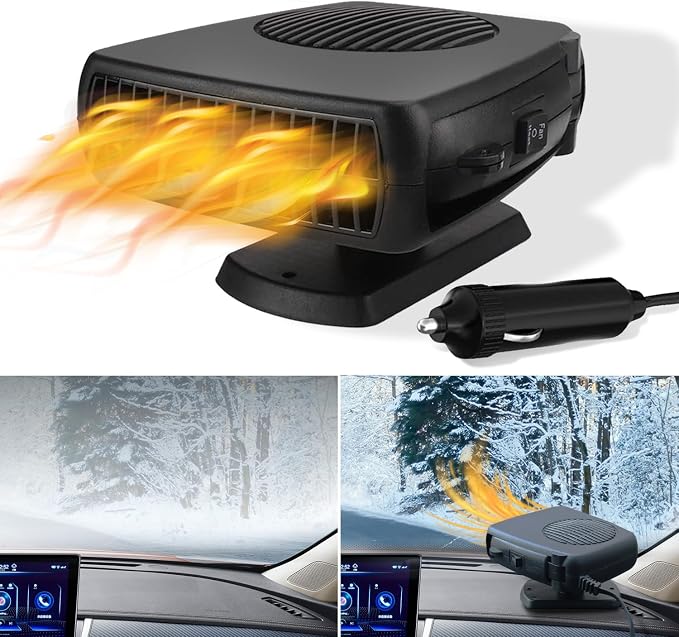 Car Heater, 200W Portable Windshield Defroster Fast Heating and Cooling Auto Defogger Window Defroster Automobile Windscreen Heaters Plug in Cigarette Lighter Heaters with 360 Degree Rotary (12V)