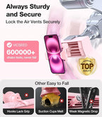 Pink Phone Holder for Your Car [ Sturdy & Secure ] Air Vent Phone Mount for Car Hands Free Easy Clamp Cradle in Vehicle for iPhone Samsung Android Smartphone, Pink Car Accessories