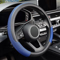 Steering Wheel Cover, Universal 15 inch, Microfiber Leather Viscose, Breathable, Anti-Slip,Warm in Winter and Cool in Summer, Black&Blue