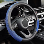Steering Wheel Cover, Universal 15 inch, Microfiber Leather Viscose, Breathable, Anti-Slip,Warm in Winter and Cool in Summer, Black&Blue