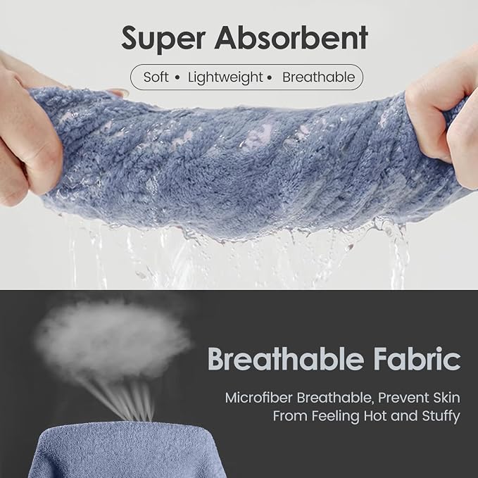 Microfiber Bath Towels, Ultra Soft, Super Absorbent, Fast Drying, No Fading, Large Body Towel Set for Shower, Gym, Sauna, Sport, Travel, Fitness, SPA,Yoga (Coral Fleece Blue, 30 in x 60 in)