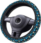 Blue Dog Paw Print Auto Car Steering Wheel Cover Universal 15 Inch Neoprene Interior Decor Protection Accessories