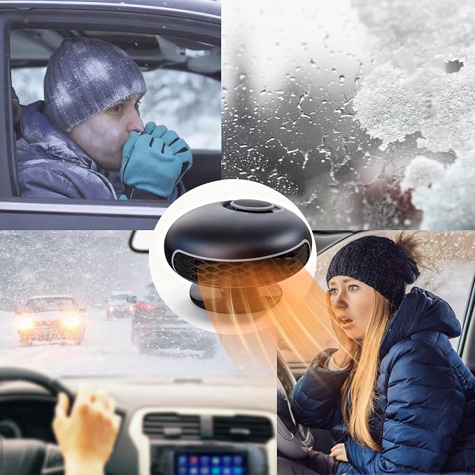 Car Heater, 12V 180W Portable Windshield Defogger and Defroster, 2 in1 Fast Car Heater Defroster Plugs in Cigarette Lighter,Auto Heater for Car With Scution Holder