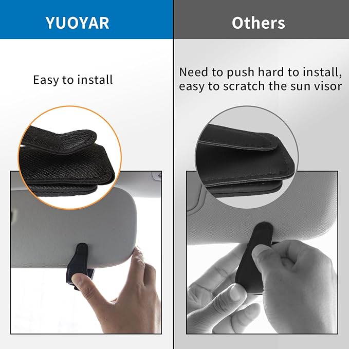 2 Packs Magnetic Sunglass Holder for Car Visor (Black) | Magnetic Interior Car Accessories