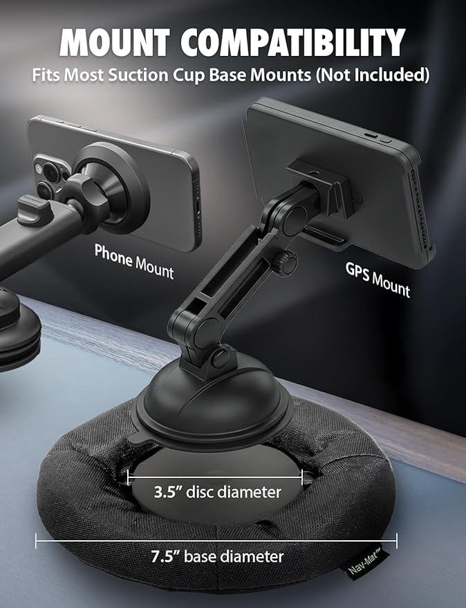 NavMat Portable GPS Dash Pad Converts Windshield GPS Mount into Dashboard Mount Weighted Beanbag Friction Base 8 inch Base 3.5 inch Center