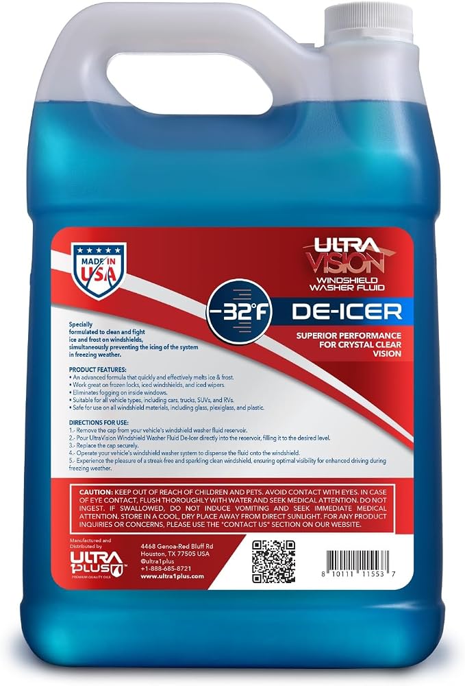 De-Icer Windshield Washer Fluid - Advanced Formula for Winter Driving - Clear Vision in Weather Conditions -32F - 1 DeIcer Gallon
