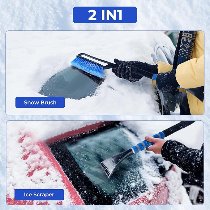 RELF 2-in-1 Snow Brush and Ice Scraper - Extendable & Durable for Car Windshield and Roof Cleaning