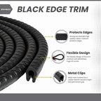 Edge Trim Black Small, Fits Edge 1/16 to 1/8 Inch, Length 10 Feet (3 Meter)