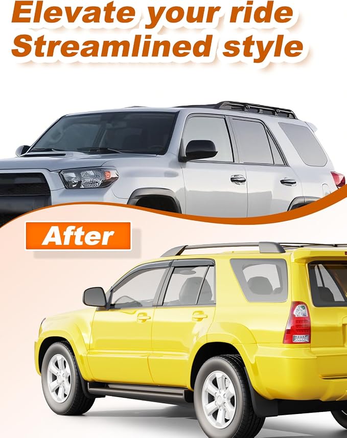 Low Profile Window Rain Guards Fit for 2009-2003 Toyota 4Runner Rain Guard Window Deflectors Extra-Thick Side Window Visors Vent Shades Tape-on Vent Visors Car Accessories