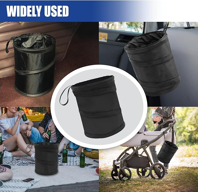 Collapsible Car Trash Can, Mini Portable Auto Garbage Bag, 1PC | Pop-Up Vehicle Rubbish Bin, Waterproof Waste Basket Bin with Magic Sticker, Hanging Washable Auto Trash Bag