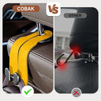 CoBak Purse Hook for Car - Universal Premium Stitched Leather and Aluminum-Magnesium Alloy Double Car Seat Back Storage Hook for Purses, Handbags, Bags (2 Pack),Bright Yellow