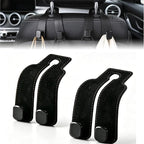 Car Seat Headrest Hooks for Purses and Bags, 4-Pack Heavy Duty Car Seat Hooks with Anti-Slip Pad, Universal Car Backseat Organizer Hanger Accessories for Grocery Bags (Black)