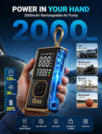 Portable Tire Inflator Air Compressor - 150PSI Smart Cordless Car Tire Pump with Digital Pressure Gauge, Auto Shut-Off, Rechargeable Battery Power Bank for Car, Motorcycle, Bicycle, Ball