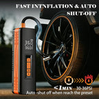 Tire Inflator Portable Air Compressor, 5X Faster 150 PSI Portable Tire Inflator for Car, Built-in Magnetic Storage, Auto Shut-Off Cordless Air Pump, LED Light for Cars, Motor, Bikes