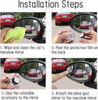 2 pcs Blind Spot Mirrors, HD Glass Convex 360° Wide Angle Side Rear View Mirror with ABS Housing for Cars SUV and Trucks