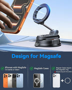 2-IN-1 Detachable MagSafe Car Mount [2800gf Strong Magnet & 89+LBS Suction Base] Vacuum Magnetic Phone Holders for Your Car, 360° Adjustable for iPhone 17 Pro Max 16 15 14 13 12, Car Accessories
