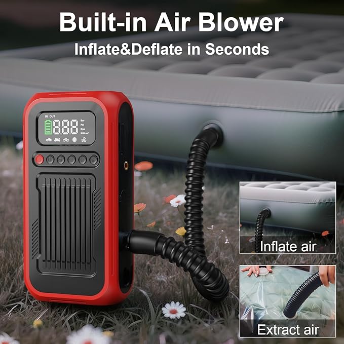 Portable Air Compressor with Jump Starter, 150 PSI Digital Tire Inflator 4000A Car Battery Jumper Box with 20000mAh Power Bank, Auto Shut-off Cordless Air Pump for Cars, Trucks, Motorcycles, Bikes