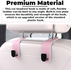 4 Pcs Seat Headrest Hook for Car, Seat Back Hanger Holder Hooks, Hanger Storage Organizer for Purse Bags Coat, Car Interior Accessories Leather Hidden Hook