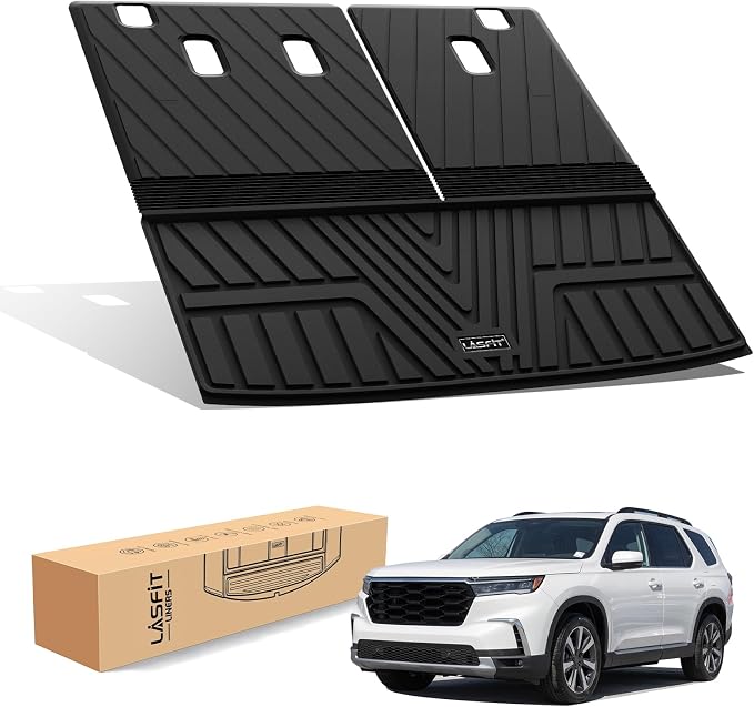 Cargo Mat with Backrest Mat for Honda Pilot 2023 2024 2025 2026, Split & One-piece Foldable Seating TPE Custom Fit Trunk Mat Cargo Liner with Seatback Mat Accessories, Black