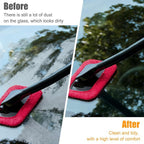 Car Windshield Cleaning Tool, Microfiber Vehicle Window Cleaner with 5 Washable Reusable Cloth Pad & 1 Spray Bottle, Automotive Glass Wiper Cleaning Kit Accessories, Universal Fit (Red)
