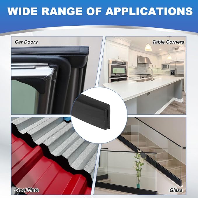 1/12" 13FT Rubber Edge Trim, Flexible U Channel Edge Guard Protector for Keen Edge Sheet Metal Car Doors Hatches Table Corner, Black