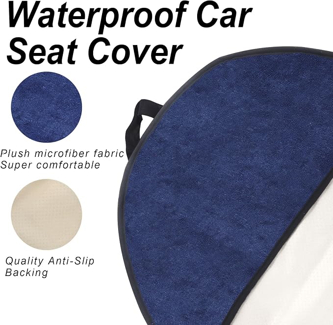Waterproof Car Towel Seat Covers Front Seats for After Gym Workout,Auto Universal Interior Sweat Towels Cloth Bucket Carseat Cover Protector for Trucks SUV RV Boat Van (Navy Blue)