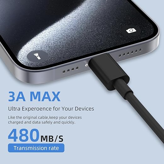 2Pack 3FT USB A to USB C Cable for iPhone 17 16 15 Charger Cord, for Apple 17 16 15/Pro/Pro Max/Plus Type C Cord, for iPad Pro 12.9/11, Air 5th/4th Gen, Car Carplay Charging Cable for Android(Black)