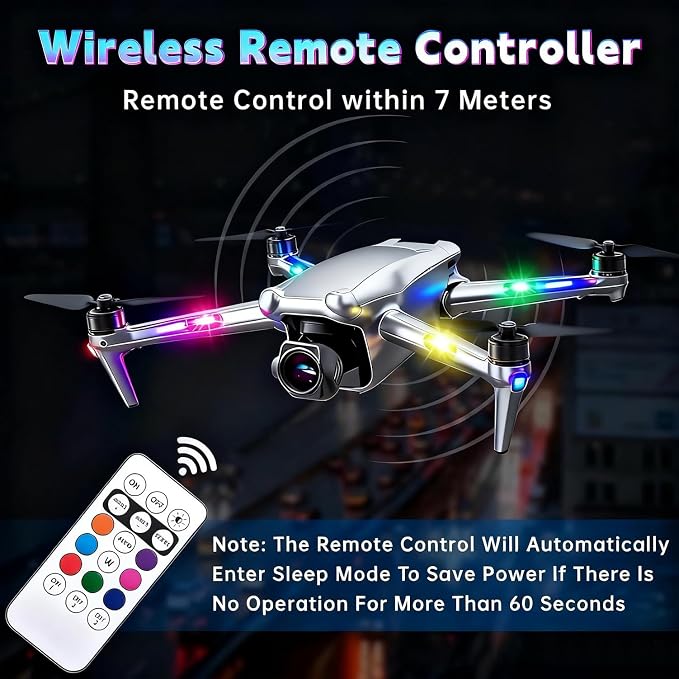 6-Pack Wireless LED Strobe Lights for Car Interior Ambiance with 8 Colors | Remote Control, USB Charing Waterproof Emergency Warning Anti-Collision Light for Motorcycle Bike Drone Aircraft Decor