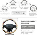 Rainbow Love&Peace Steering Wheel Cover Auto Jacquard Steering Wheel Protector, Anti-Slip, Breathable, Absorbing Sweat, Universal Car Accessories 14.5–15 inch,Fit for Most Car, Trucks, SUV