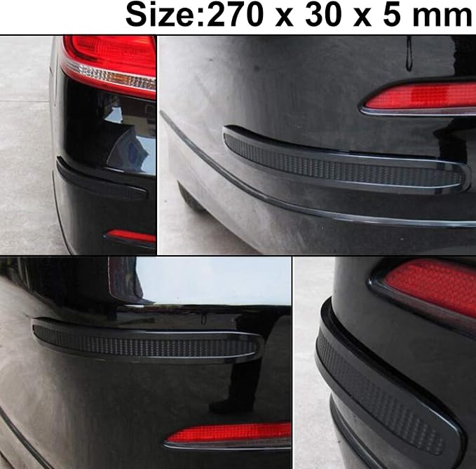 runmade 4Pcs Universal Car Truck SUV Rear Bumper Guard Side Anti-Scratch Protector Trim Black Rubber Strips (270mm x 30mm x 5mm)