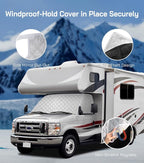 RV Windshield Cover for Ford E450,E350,E250,Econoline,Club Wagon 1997-2025 Motorhome, Class C RV Front Window Sunshade for UV Protection & Privacy Shield, White with Mirror Cutouts