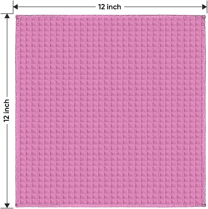 Waffle Weave Microfiber Towel, 10 Pack Lint Free Cleaning Rags, 12 x 12 Inches Barista Towels, Reusable Microfiber Cleaning Cloth for Household, Kitchen, Glass and Window, Multicolor