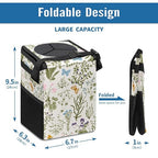 Car Trash Can with Lid Vintage Botanical Wildflowers Collapsible Reusable Leak-Proof Auto Garage Bag,Hanging Vehicle Car Accessories Interior Car Organizer