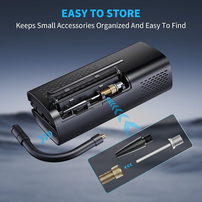 Tire Inflator Portable Air Compressor, Smart Dual Hose System, Auto Air Pump for Car Tires, Bike,Bicycle, Motorcycles,Electric Pump with LED Light & Digital Pressure Gauge