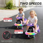 12V Electric Wiggle Car for Kids with Pedal, Display, Rechargeable Battery, LED Light, Bluetooth, Light-Up Wheels, Anti-Rollover, 2 Speeds, Ride on Toys, Birthday Gifts for Age 3+, 150Lbs