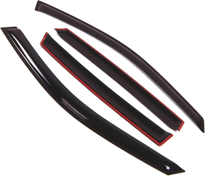 WD2-077 Dark Smoke 4 Pcs Set Window Visor (Outside Mount) Deflector Rain Guard Compatible with 2004-2007 Chevrolet Malibu Maxx