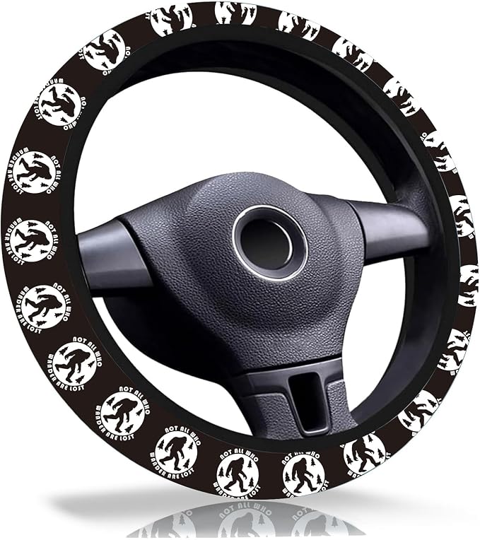 Compatible with Bigfoot Steering Wheel Cover 15 Inch Universal Neoprene | Car Accessories Decor Non-Slip Fit Auto SUV Truck, Compatible with Sasquatch Gifts for Women Men Birthdays Festivals