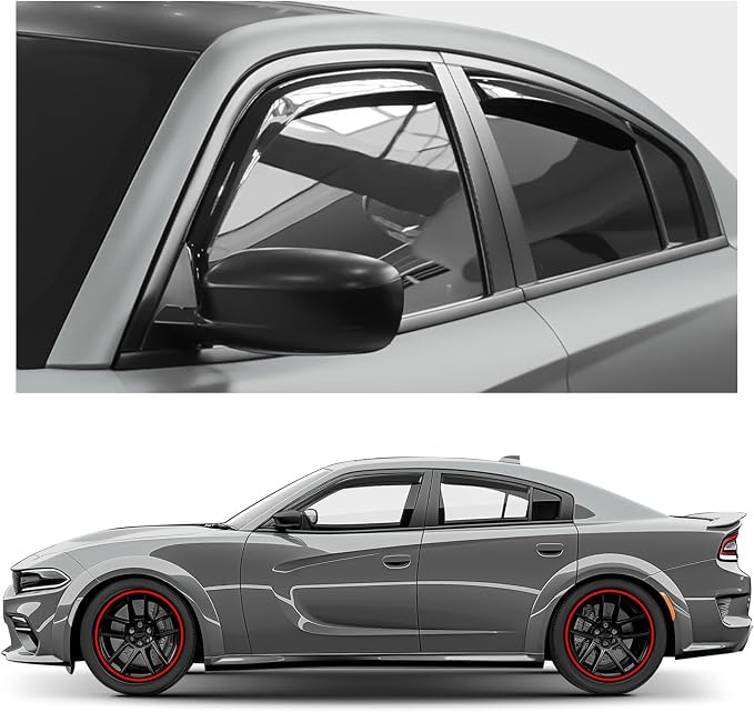 GrandWheel Window Deflectors Smoke Tinted in-Channel Side Window Vent Visor Deflectors Rain Guards Compatible with Charger 2011-2023 - 4pcs. GW0871