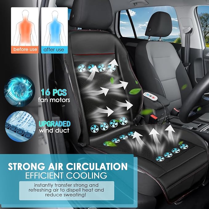 3 in 1 Massage Cushion with Winter, Cooling Seat Covers, Chair Massager for Full Body 12V Car Seat Covers (Summer&Winter -2)